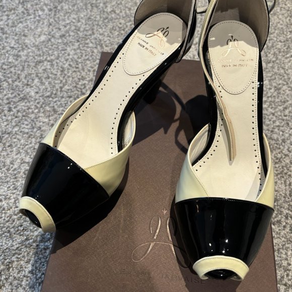 Jeanne Jarvaise Colorblock Peep Toe Strap Block Heels Size EURO 38 - Picture 1 of 8
